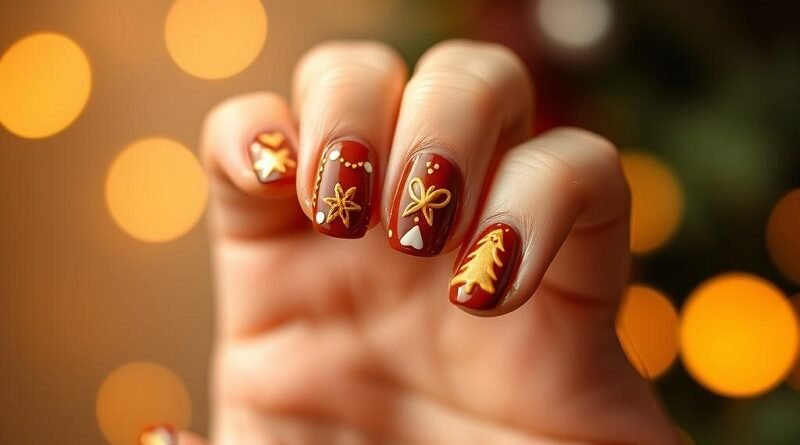Gingerbread Nail Art